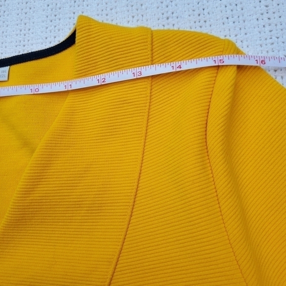 Boden Bronte Ottoman Yellow Rib Textured Knit 3/4 Sleeve Vneck Sz. 12L Dress - Picture 5 of 11
